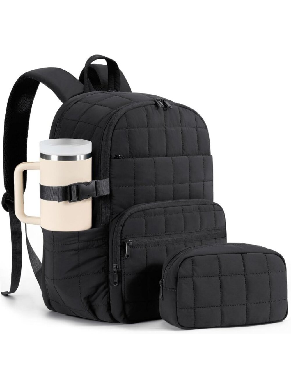 Stylish Puffer Travel Backpack for Women - 15.6" College Laptop Bag, Versatile